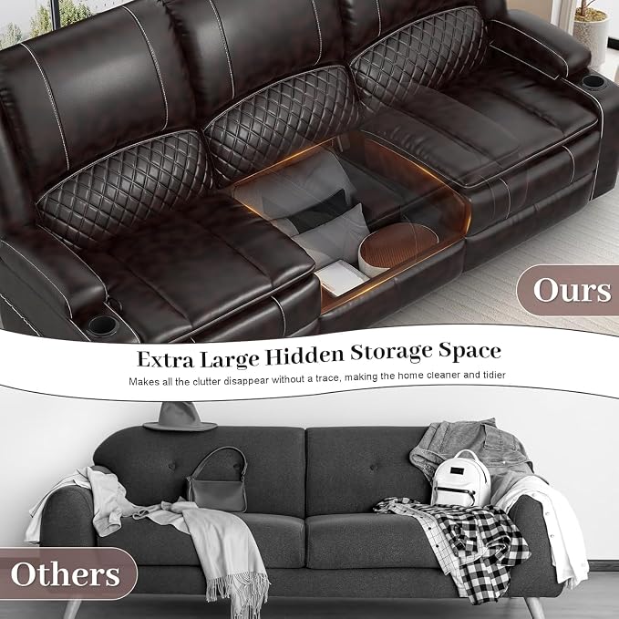 Yolsali 3-Seater Recliner Sofa, Manual Reclining Couch - Image 4