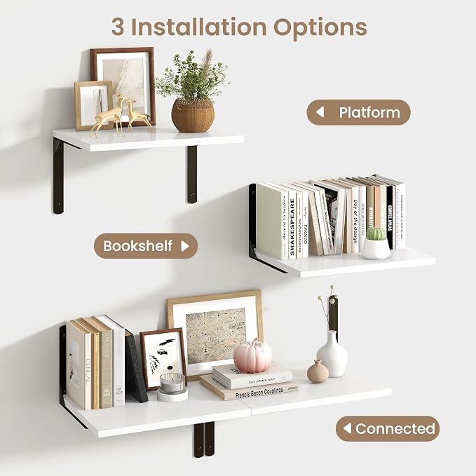 Fun Memories Floating Shelves for Wall, 12 Inch Deep Floating Shelves Set of 2 - Image 5