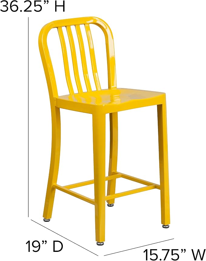 Flash Furniture Gael Commercial Grade 2 Pack 24" High Yellow Metal - Image 3
