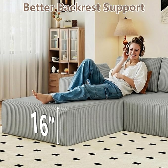 95" Cloud Sectional Couch U-Shaped Chaise - Image 5