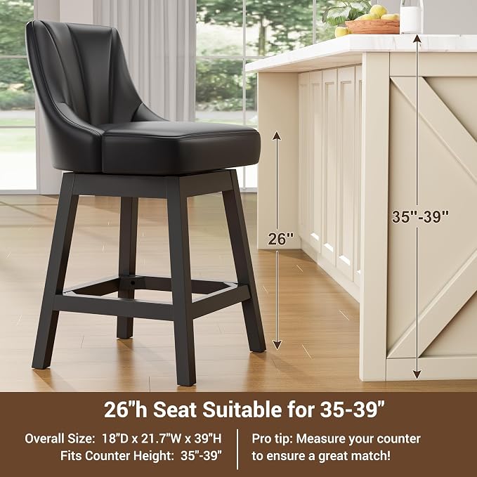 YaFiti Swivel Bar Stool 1 Pcs, 26 Inch Counter Height Bar Stools - Image 6