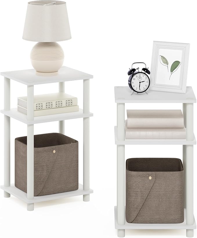 Furinno JUST Night Stand Set of 2, 3-Tier Turn-N-Tube Nightstand, Toolless - Image 6