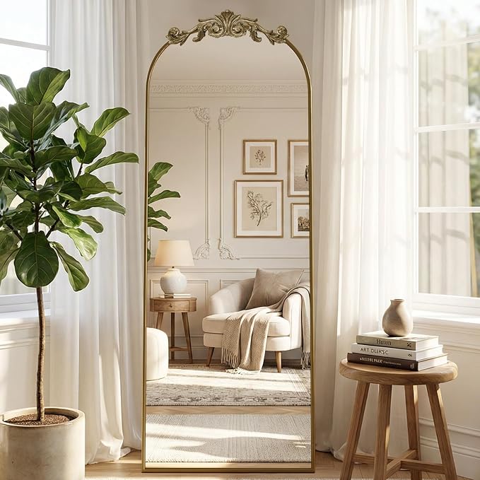 MISSDAY Vintage Baroque Full Length Mirror, Full Metal Frame Stand Up Retro - Image 9