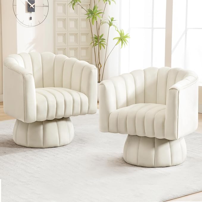 Swivel Accent Barrel Chair Set of 2- Cute Comfy Small Round 360° Arm Chair by YUUIJOAA
