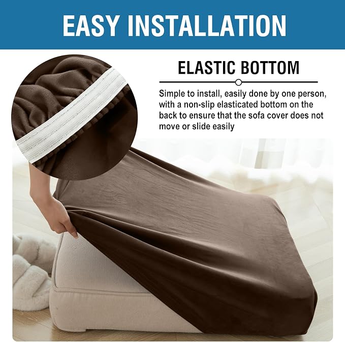 Couch Cover Stretch Velvet Sofa Cushion Cover 1-Piece - Image 6