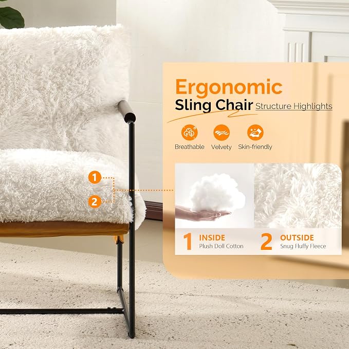 VINGLI 28" Wide Plush Upholstery Sling Modern Accent Chair - Image 6