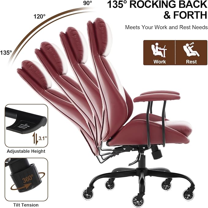E-Motie Office Chair, Leather Desk Chair - Image 6