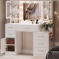 TOKSOM 51" Vanity Desk with Mirror and Lights & Charging Station, Bedroom by TOKSOM