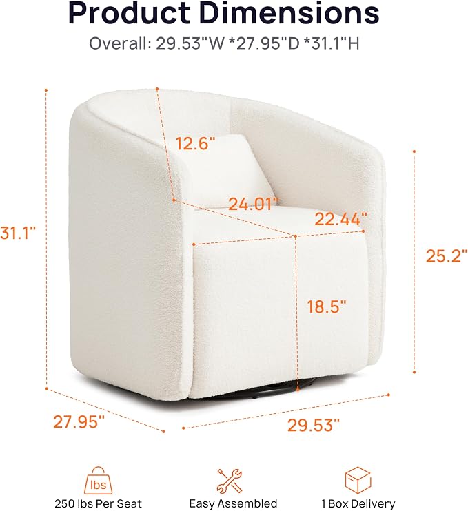 Oversized Boucle Swivel Accent Chair - Image 2