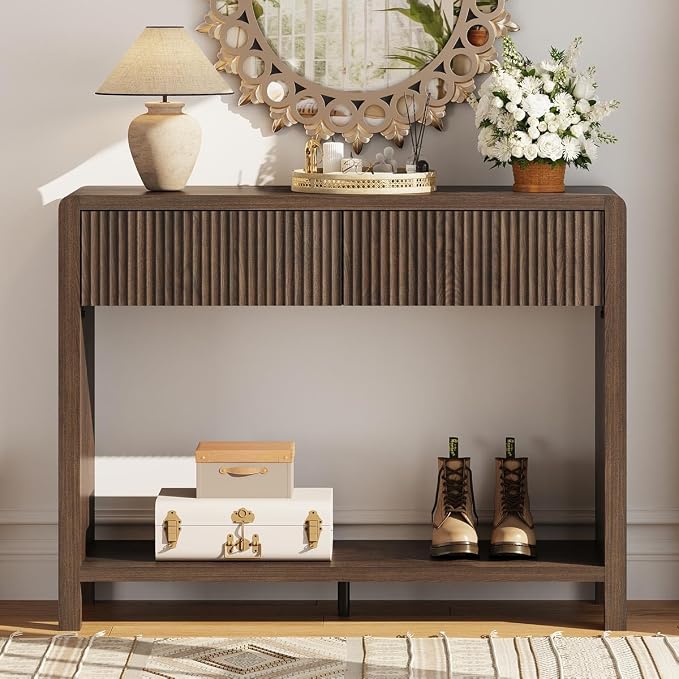 FATORRI Console Entryway Table, Narrow Wooden Sofa Table - Image 2