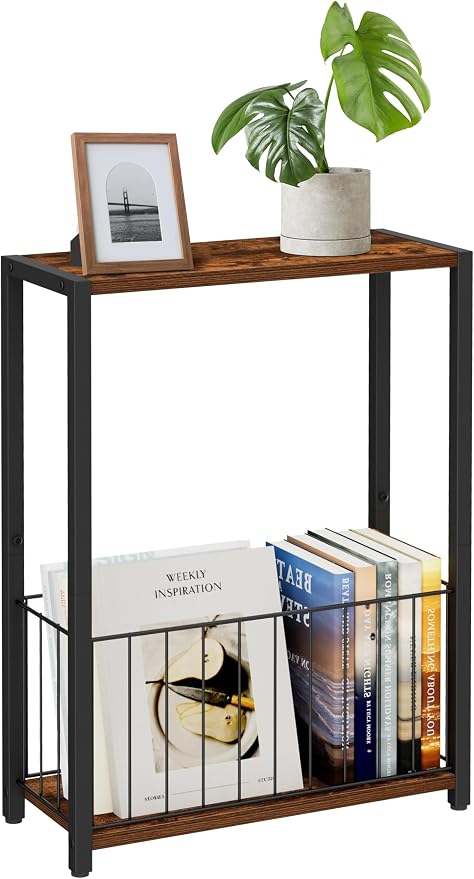 Homleke Narrow Side Table with Magazine Holder, Skinny End Table Perfect - Image 9