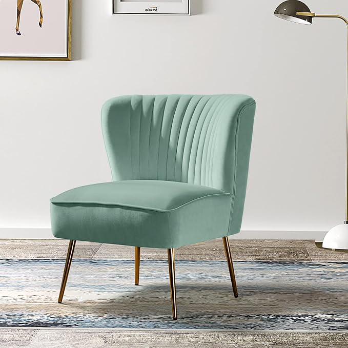 HULALA HOME Velvet Accent Chair, Modern Upholstered Cute Side Chair - Image 9
