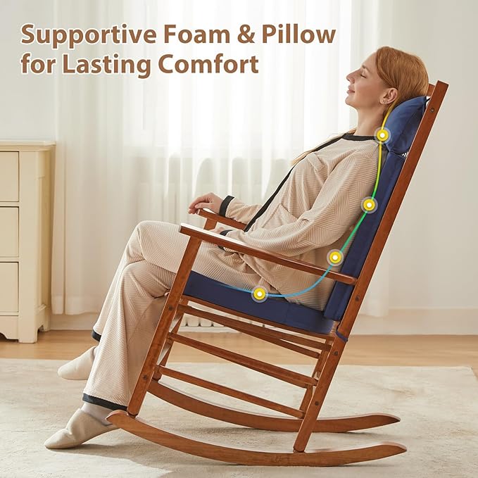 Waterproof Rocking Chair Cushions Outdoor & Indoor, Wooden Rocking Chair Pads - Image 3