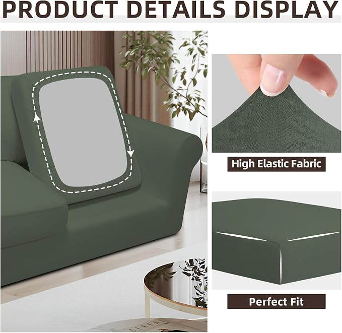Easy-Going 7 Pieces Stretch Couch Cover Washable Sofa Cover Set - Image 6