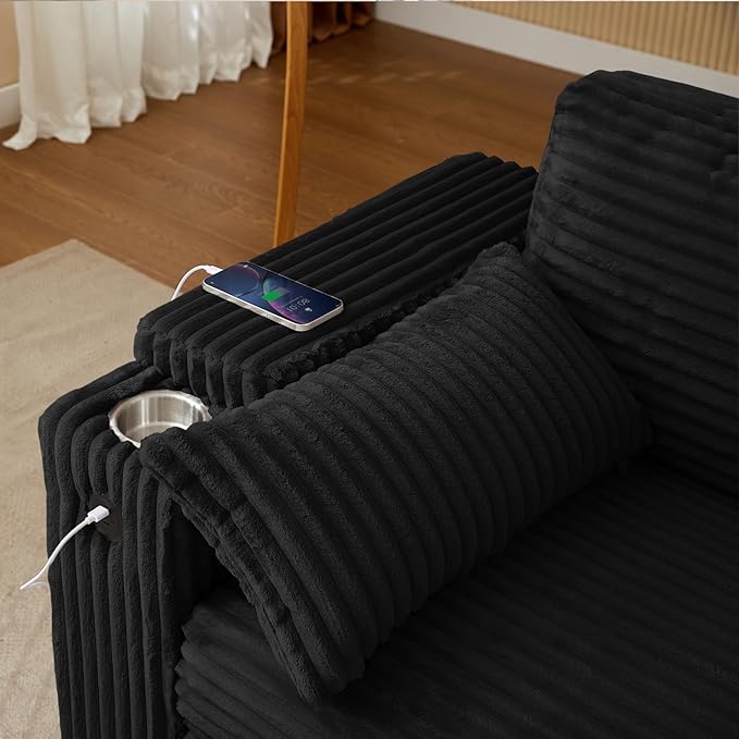 Convertible Corduroy Sofa Bed - Image 4
