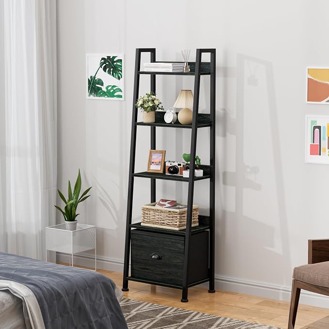 Furologee 5-Tier Ladder Shelf, Narrow Ladder Bookshelf - Image 7