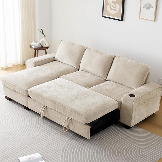 99" Convertible Sleeper Sofa Bed, L Shaped - Image 2
