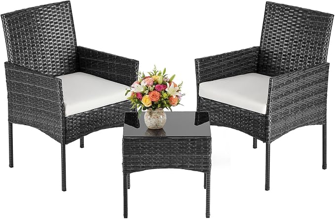 DUMOS 3-Piece Patio Furniture Set, All-Weather Outdoor Wicker Chairs by DumosLifestyle