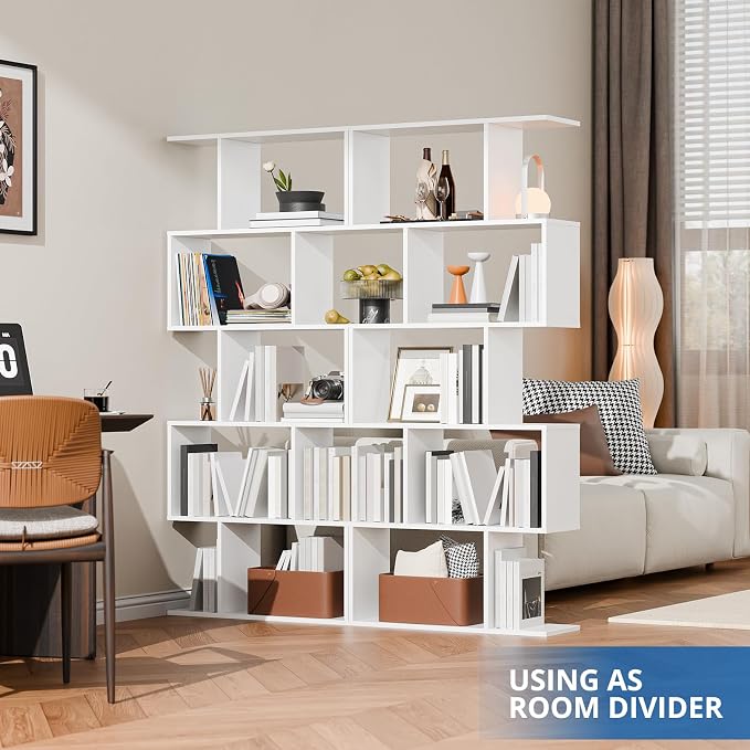 Cozy Castle Set of 2 Geometric Bookcase, S-Shaped Modern Bookshelf, Room - Image 4