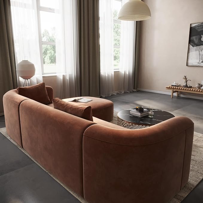 Acanva Luxury Modern Tight Curved Back Velvet Sofa, Minimalist Style Comfy Couch - Image 9