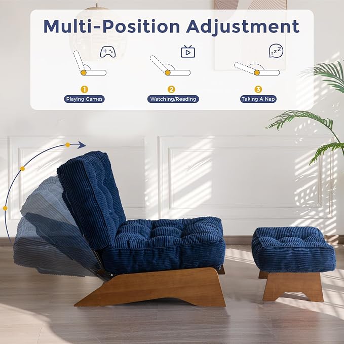 MAXYOYO Accent Chair with Ottoman Adjustable Backrest, Tufted Living Room Chair - Image 8