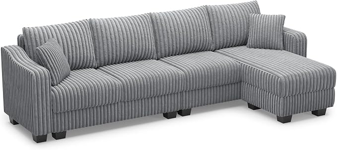 Belffin Sectional Couch with L-Shape Chaise L Shaped Couch with Ottoman - Image 9