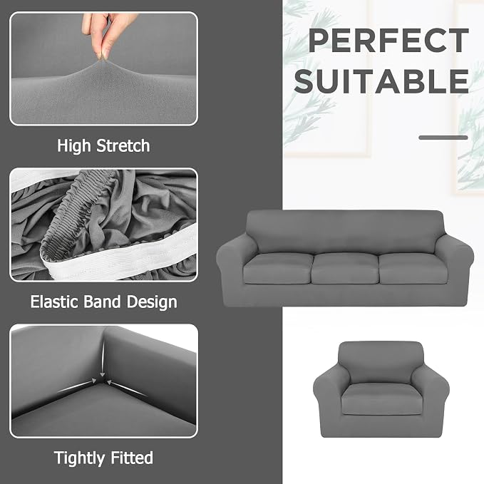 HunnmingRe Sofa Covers for 3 Cushion Couch Stretch Sofa and Loveseat Covers Set - Image 4