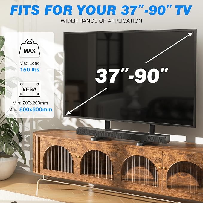 Rfiver Table Top TV Stand with Height Adjustable TV Legs, TV Stands Base with - Image 8