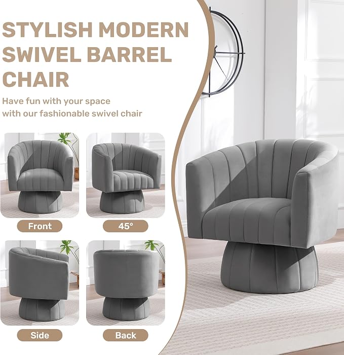 Swivel Accent Barrel Chair, Cute Comfy Small Round 360° Arm Chair. Velvet Sofa - Image 6
