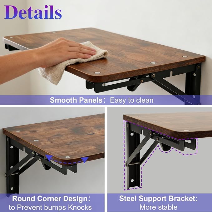 Wooden Folding Shelf Wall Mounted - Image 4