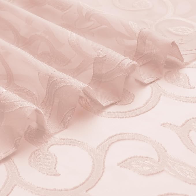 OWENIE Furman Sheer Curtains 54 Inch Length 2 Panels Set, Airy Jacquard Clip - Image 6