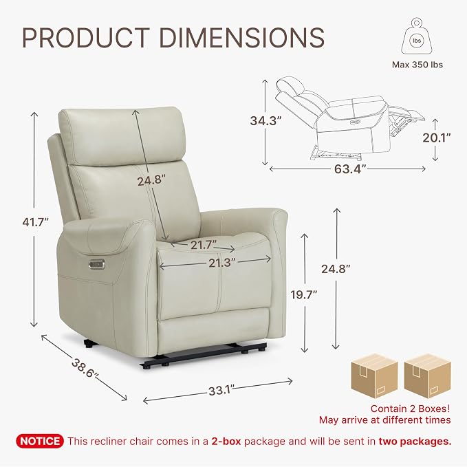 KISLOT Leather Recliner Chair Set of 2, Wall Hugger RV Recliners - Image 2