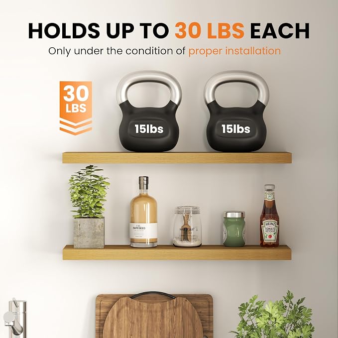 Fun Memories Floating Shelves for Wall, 24 Inch Set of 2 Rustic Wood Wall - Image 6
