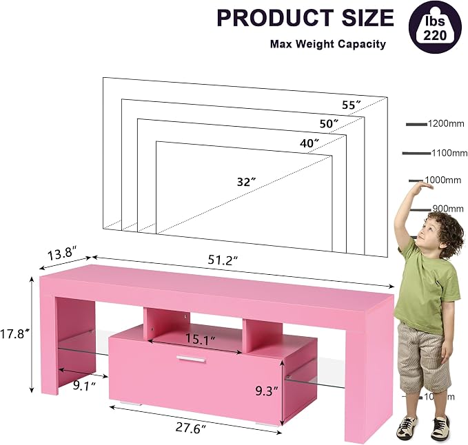 Clikuutory Modern Lighting 51 inch TV Stand - Image 6