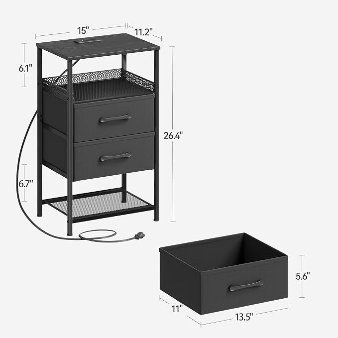 JARHETUN Nightstand Set of 2, Night Stands - Image 3