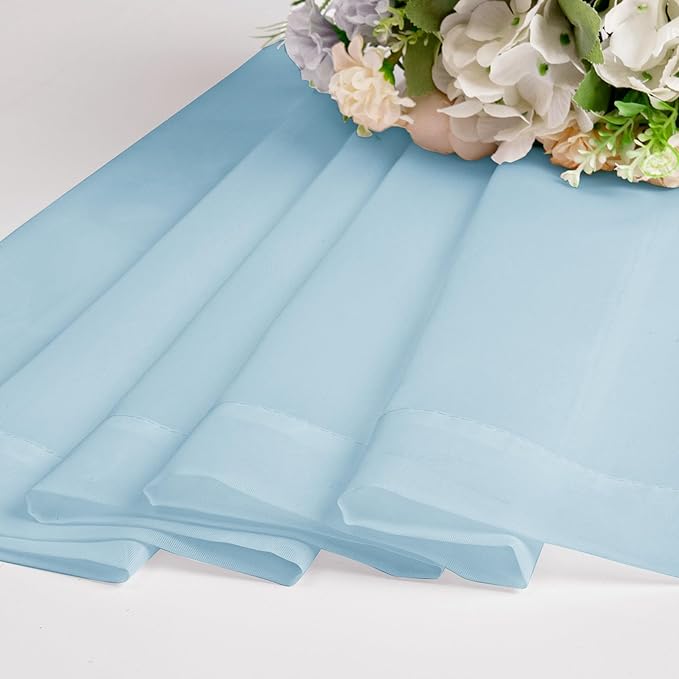 OWENIE Sky Blue Sheer Curtains 90 Inches Long - Image 6