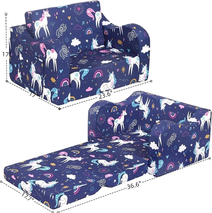 MOMCAYWEX Kids Sofa, 2-in-1 Flip-Out Foam Couch, Foldable Soft Play Lounge Chair - Image 3