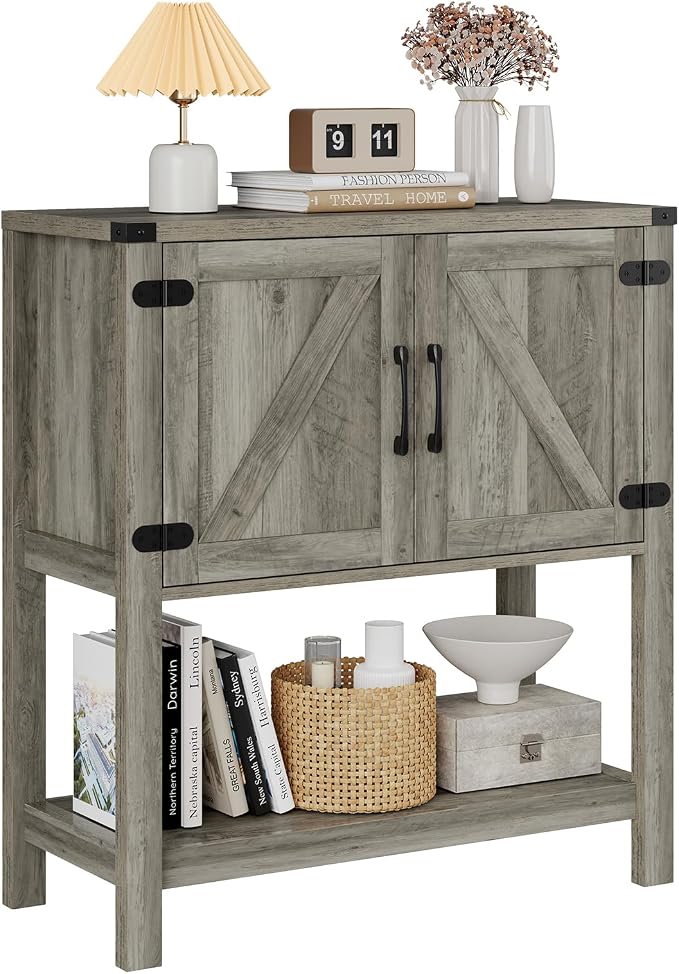 Mufico Console Table with 2-Door Cabinet Coffee Bar Cabinet Sofa Table - Image 7