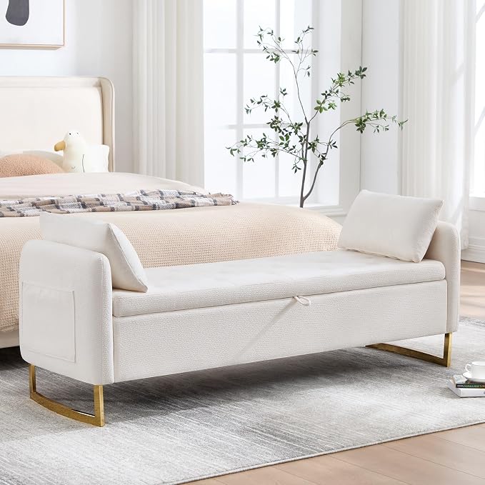 65" Storage Ottoman Bench, Storage Bench by HOMYKA