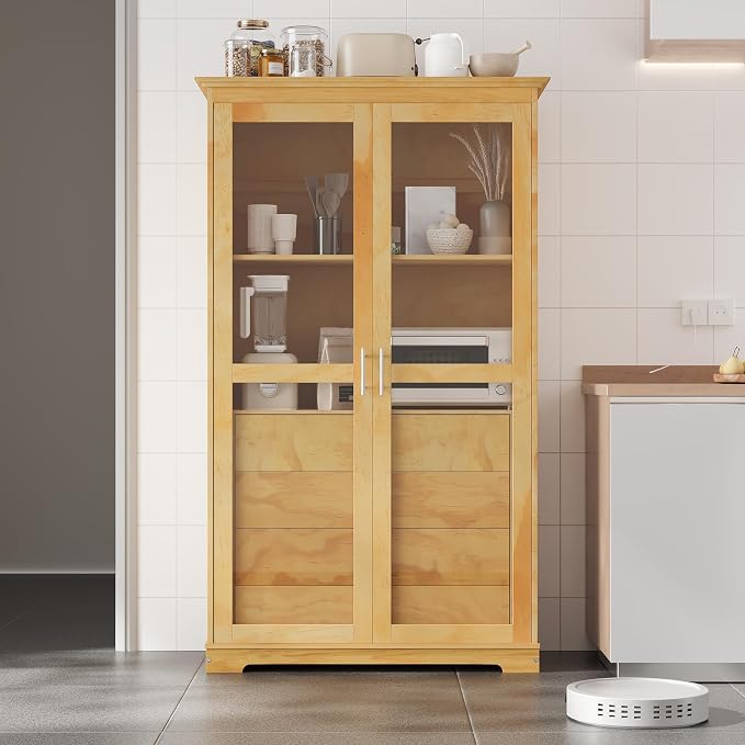 VilroCaz 75'' Tall Kitchen Pantry, Wood Freestanding Kitchen Storage Cabinet - Image 3