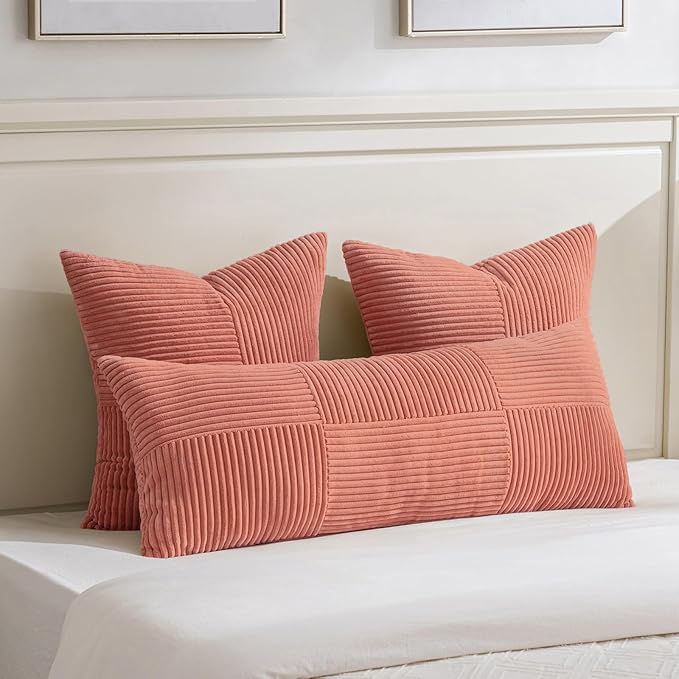 Fancy Homi 2 Packs Coral Big Decorative Throw Pillow Covers 24x24 Inch - Image 5