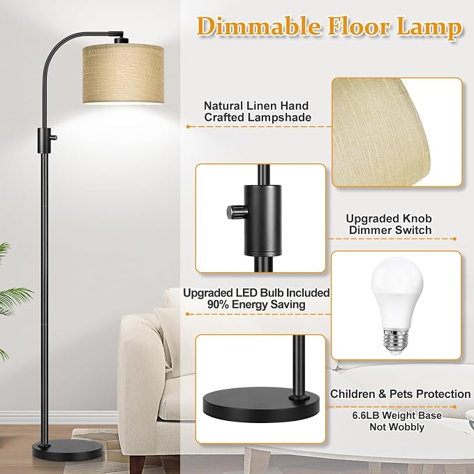 Nintiue Upgraded Modern Arc Dimmable Tall Standing Floor Lamp - Image 4