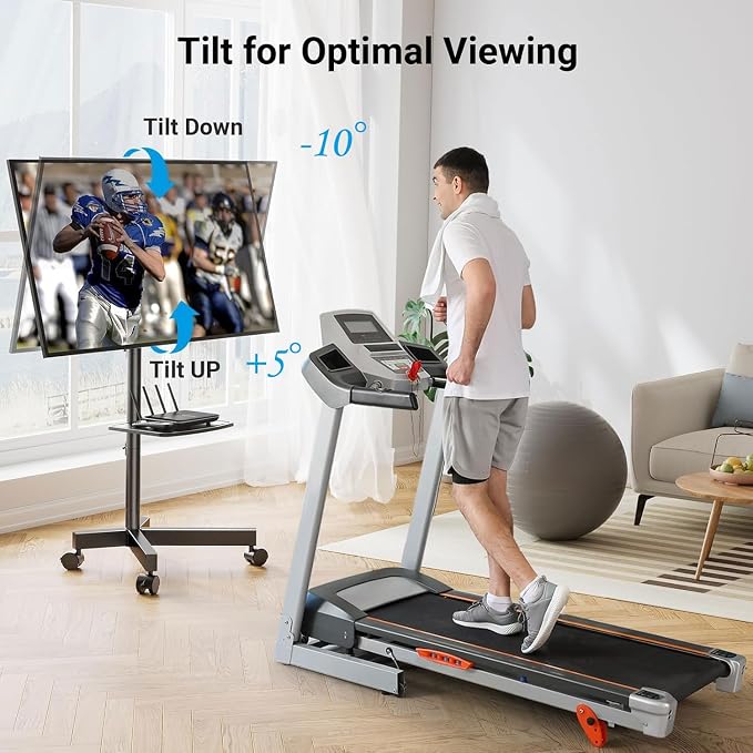 PERLESMITH Rolling TV Stand, Mobile TV Stand - Image 3