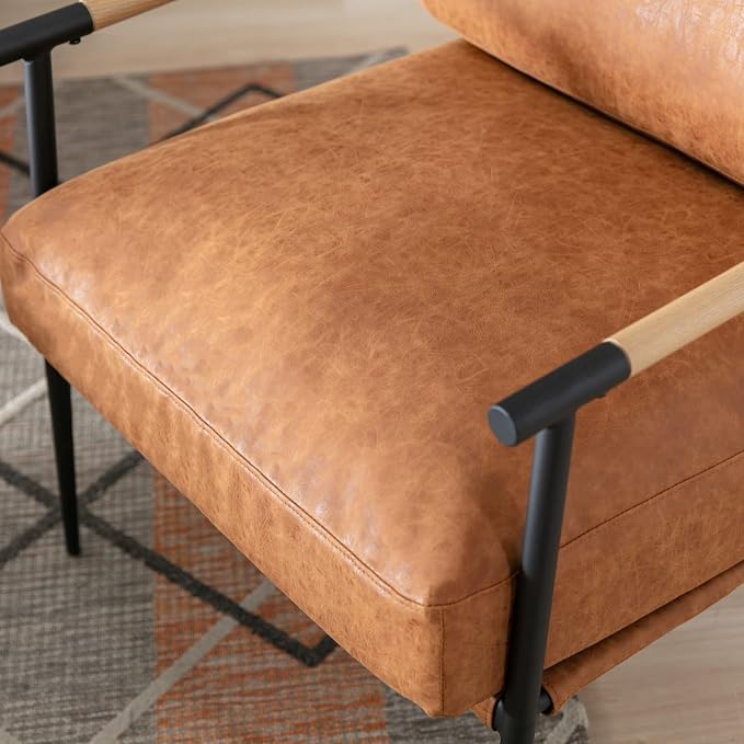 Ya-Home Mid-Century Accent Chair, Soft Armchair PU Leather Lounge Chair - Image 6