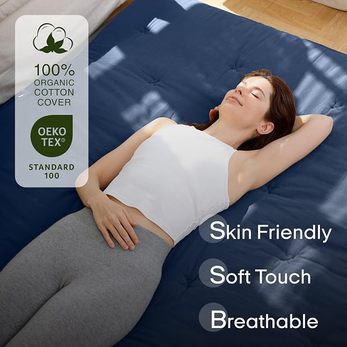 ZonLi Japanese Floor Futon Mattress Full Size 75"x 54", 100% Cotton Cover 2.5'' - Image 2