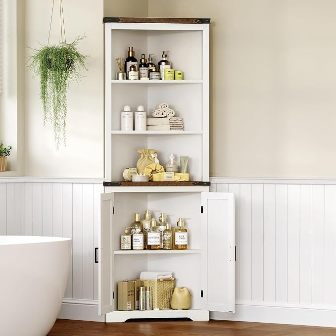 TEENFON Farmhouse Corner Cabinet, Bathroom Cabinet - Image 9