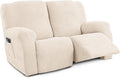 Recliner Loveseat Covers, 4-Piece Stretch Geometric Strokes Jacquard Reclining by Unknown
