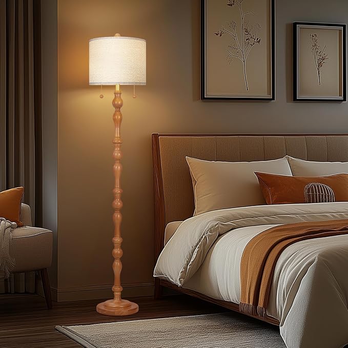 65.5" Natural Real Wood Floor Lamp - Image 2