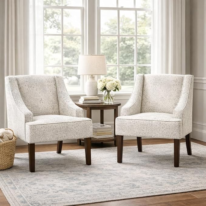 Homepop Home Decor | Upholstered Classic Swoop Arm Accent Chair | Accent Chairs - Image 4