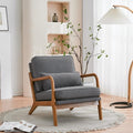 VINGLI Linen Dark Grey Comfy Accent Chair, Mid Century Modern Lounge Armchair by VINGLI
